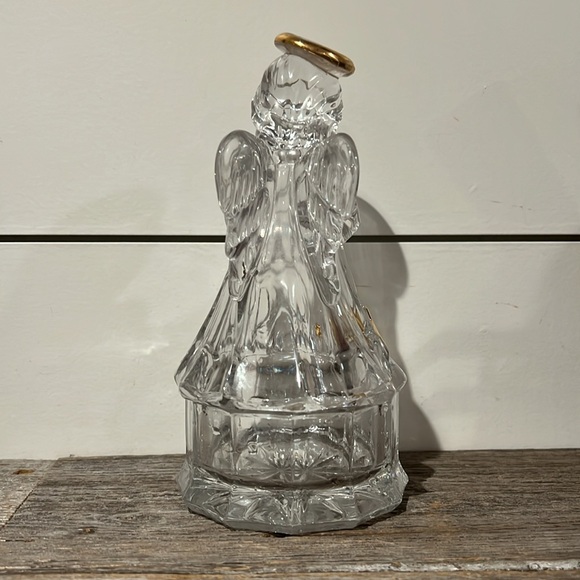 Mikasa Angel Trinket Box Golden Stars Candy Holder Dish Glass Gold 8" Christmas - Picture 3 of 5